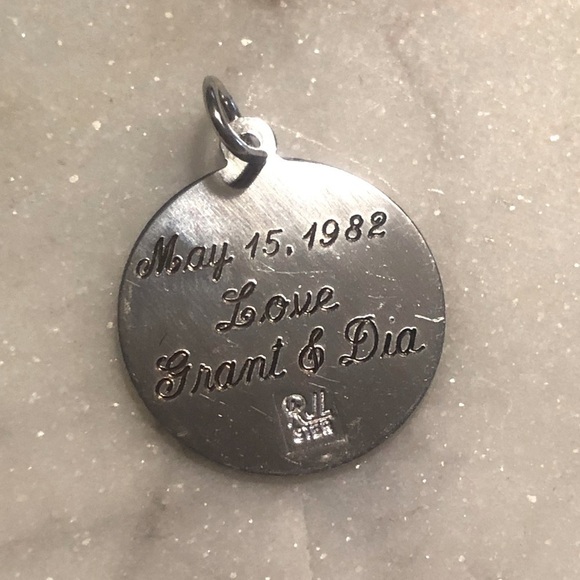 VTG Sterling Silver Bridesmaid Miniature Charm Bracelet Disc Charm 21mm - Picture 2 of 3